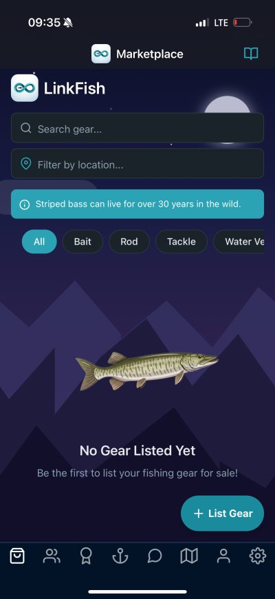LinkFish gear marketplace listings